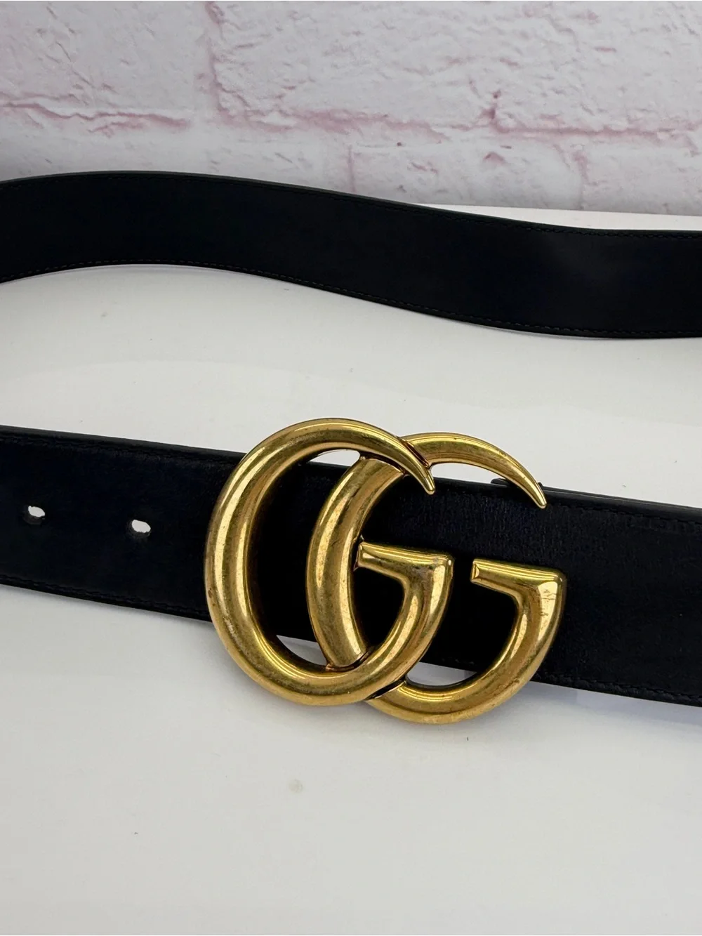 Gucci 2015 Re Edition Wide Leather Belt Gg Double Marmont Black 400593 100/40